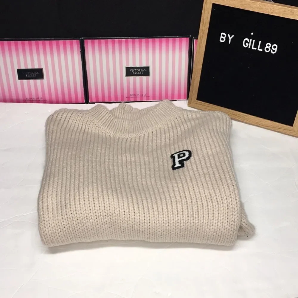 Victoria Secret Pink overside sweater women’s girls beige cream   New